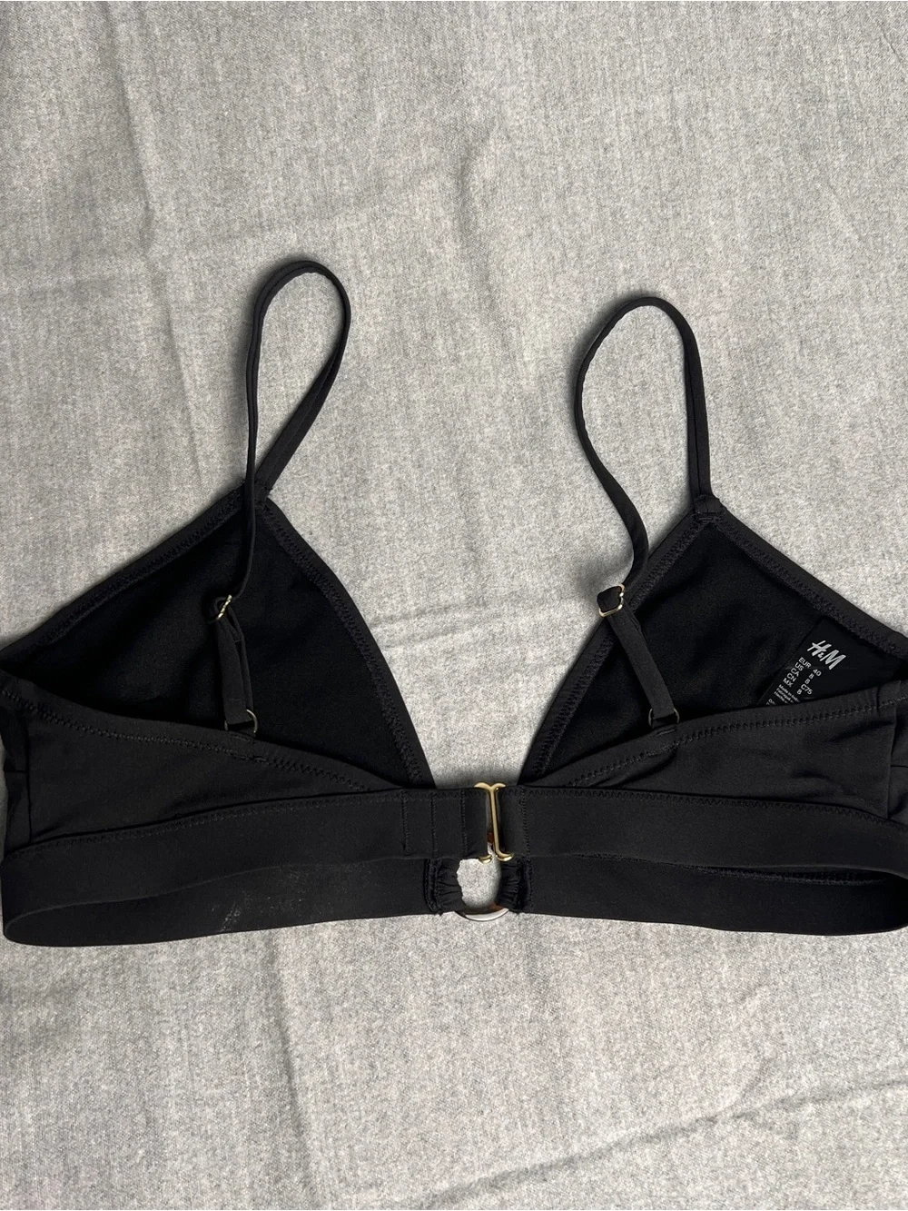 H&M Black Bikini Top Size 8 with Ring Detail, NWOT